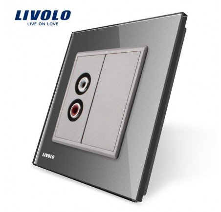 Livolo Prise Murale Gris Panneau Verre Cristal