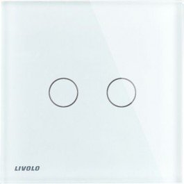 LIVOLO plaque en verre pour interrupteur tactile deux boutons blanc
