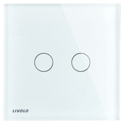 LIVOLO plaque en verre pour interrupteur tactile deux boutons blanc