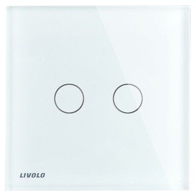LIVOLO plaque en verre pour interrupteur tactile deux boutons blanc