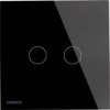 LIVOLO plaque en verre pour interrupteur tactile deux boutons noir