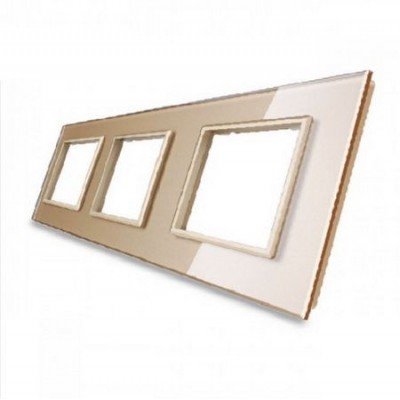 Livolo Panneau Verre Cristal - Double interrupteur + prise