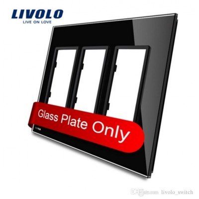 Livolo Panneau Verre Cristal - Double interrupteur + prise