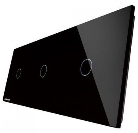 Livolo Panneau Verre Cristal - Double interrupteur + prise