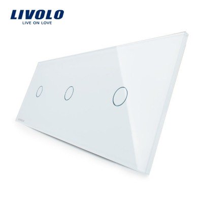 Livolo Panneau Verre Cristal - Double interrupteur + prise