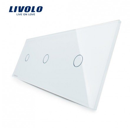 Livolo Panneau Verre Cristal - Double interrupteur + prise