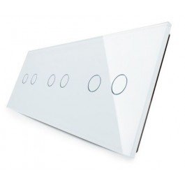 Livolo Panneau Verre Cristal - Double interrupteur + prise
