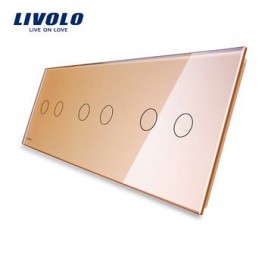 Livolo Panneau Verre Cristal - Double interrupteur + prise
