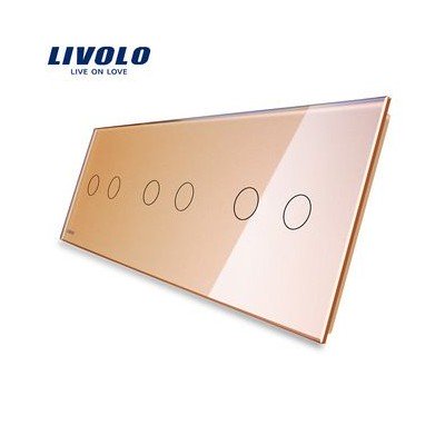 Livolo Panneau Verre Cristal - Double interrupteur + prise