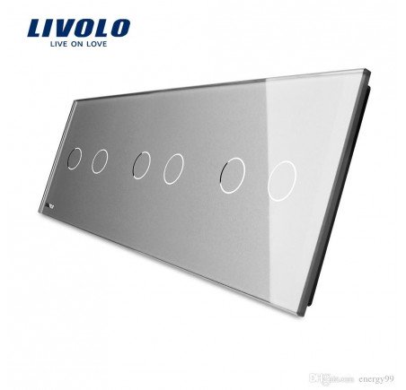 Livolo Panneau Verre Cristal - Double interrupteur + prise