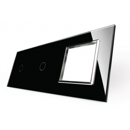 Livolo Panneau Verre Cristal - Double interrupteur + prise