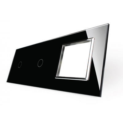 Livolo Panneau Verre Cristal - Double interrupteur + prise