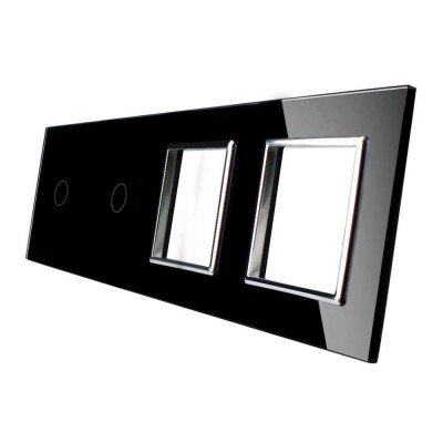 Livolo Panneau Verre Cristal - Double interrupteur + prise