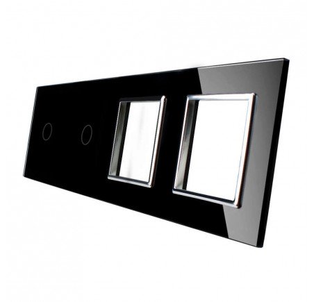 Livolo Panneau Verre Cristal - Double interrupteur + prise