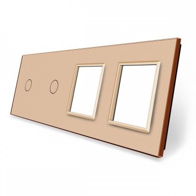 Livolo Panneau Verre Cristal - Double interrupteur + prise