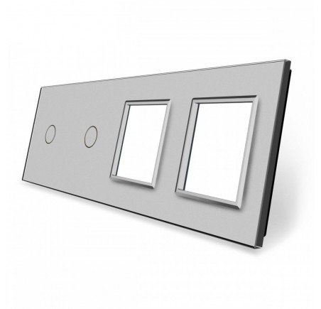 Livolo Panneau Verre Cristal - Double interrupteur + prise