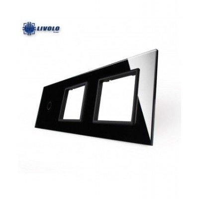 Livolo Panneau Verre Cristal - Double interrupteur + prise