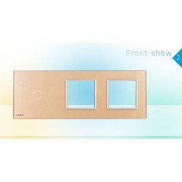 Livolo Panneau Verre Cristal - Double interrupteur + prise