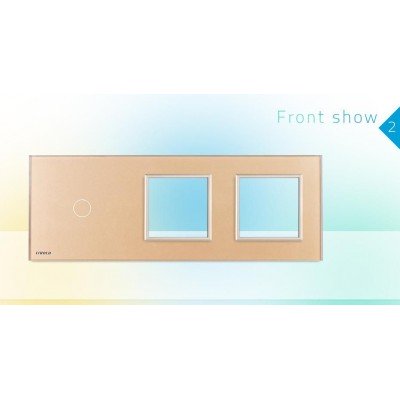 Livolo Panneau Verre Cristal - Double interrupteur + prise