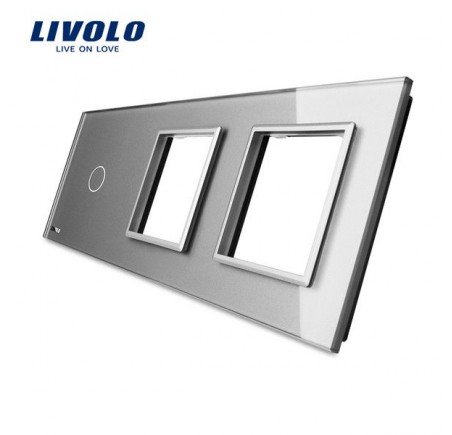 Livolo Panneau Verre Cristal - Double interrupteur + prise