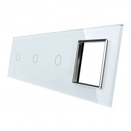 Livolo Panneau Verre Cristal - Double interrupteur + prise