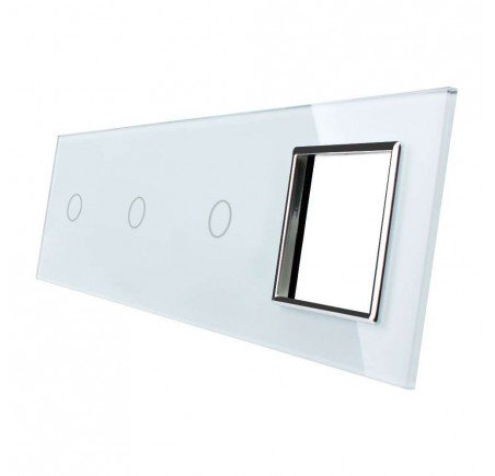 Livolo Panneau Verre Cristal - Double interrupteur + prise