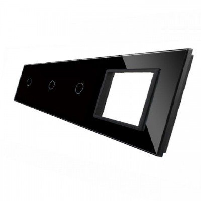 Livolo Panneau Verre Cristal - Double interrupteur + prise