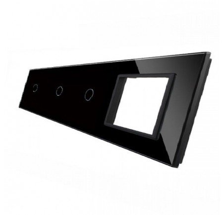 Livolo Panneau Verre Cristal - Double interrupteur + prise