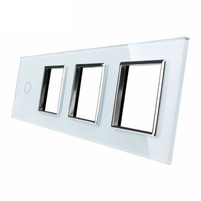 Livolo Panneau Verre Cristal - Double interrupteur + prise