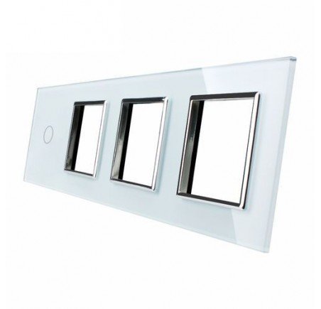 Livolo Panneau Verre Cristal - Double interrupteur + prise