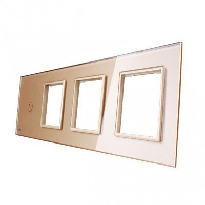 Livolo Panneau Verre Cristal - Double interrupteur + prise