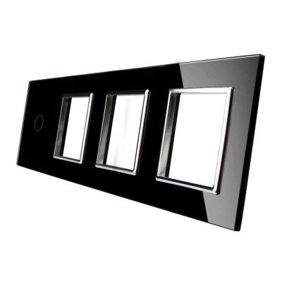 Livolo Panneau Verre Cristal - Double interrupteur + prise