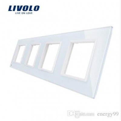 Livolo Panneau Verre Cristal - Double interrupteur + prise