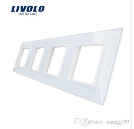 Livolo Panneau Verre Cristal - Double interrupteur + prise