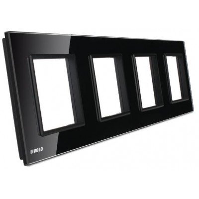 Livolo Panneau Verre Cristal - Double interrupteur + prise