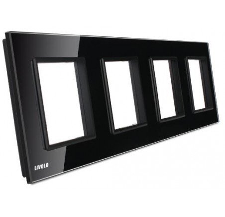 Livolo Panneau Verre Cristal - Double interrupteur + prise