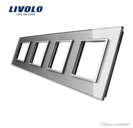 Livolo Panneau Verre Cristal - Double interrupteur + prise