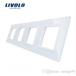 Livolo Panneau Verre Cristal - Double interrupteur + prise