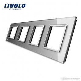 Livolo Panneau Verre Cristal - Double interrupteur + prise